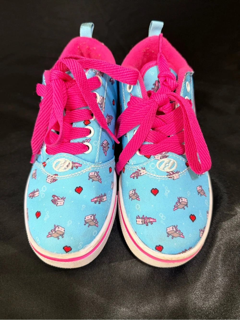 Heelys Blue Sneakers with Pink Laces and Trim, Removable Wheels